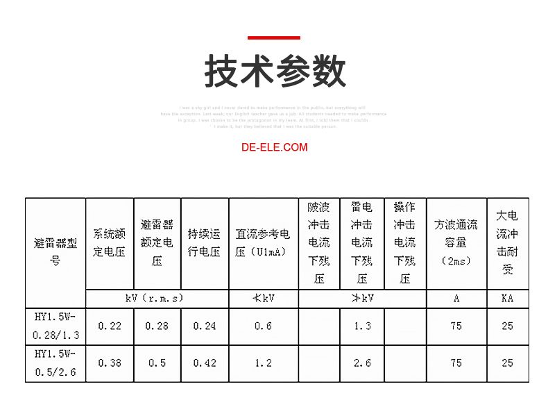 德力西避雷器HY1.5W-0.28/1.3 德力西避雷器HY1.5W-0.5/2.6 正品德力西避雷器