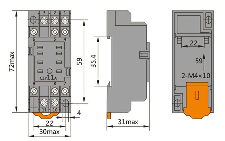 德力西小型繼電器CDZ9(HH52P)底座 中間繼電器底座PYF08A 8只腳底座 MY2繼電器底座