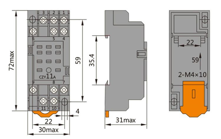 德力西小型繼電器CDZ9(HH53P)底座 中間繼電器底座PYF11A MY3繼電器底座 11只腳底座