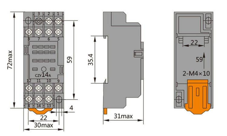 德力西小型繼電器CDZ9(HH54P)底座 中間繼電器底座PYF14A 14只腳底座 MY4繼電器底座