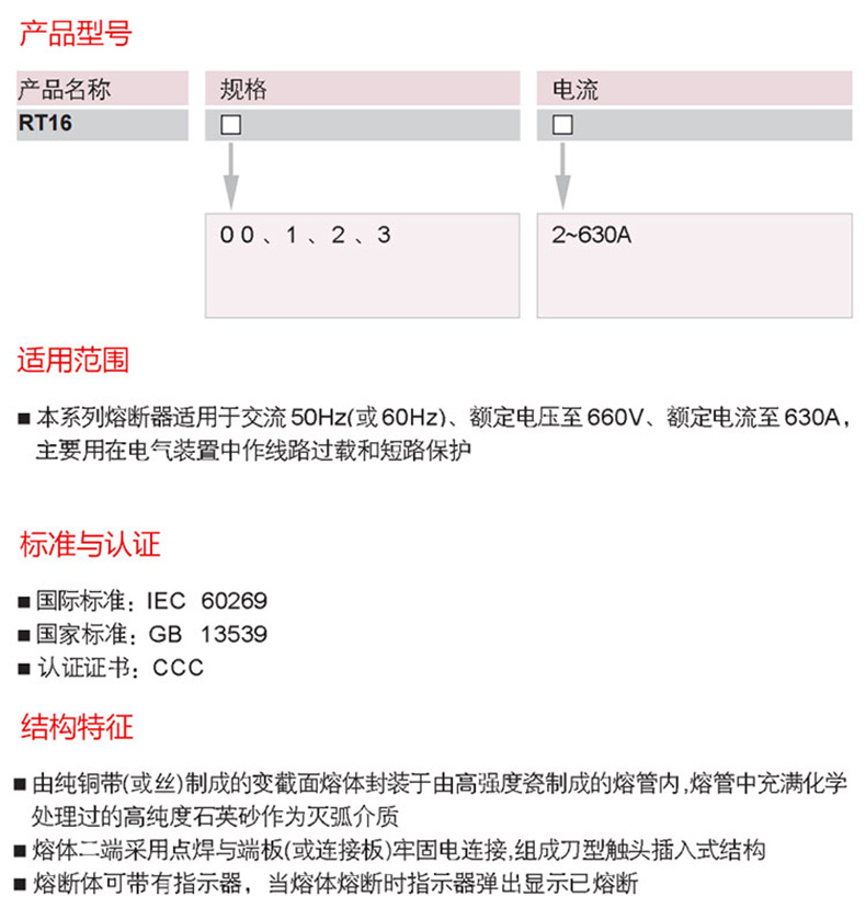德力西刀型熔斷體RT16-00 RT16-1(NT1熔斷器芯子) 德力西刀型保險管 電流100A 125A 160A 200A 250A