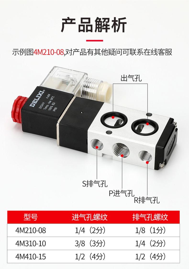 德力西4M210板式電磁閥 氣動控制閥4M310電子換向閥 板式執(zhí)行器電磁閥