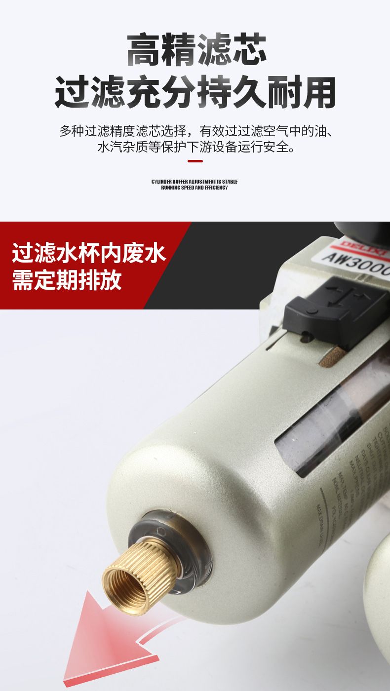 德力西AC2000-02氣源處理器 日本S型氣源處理元件 油水分離器減壓閥 空壓機(jī)空氣過(guò)濾器三聯(lián)件